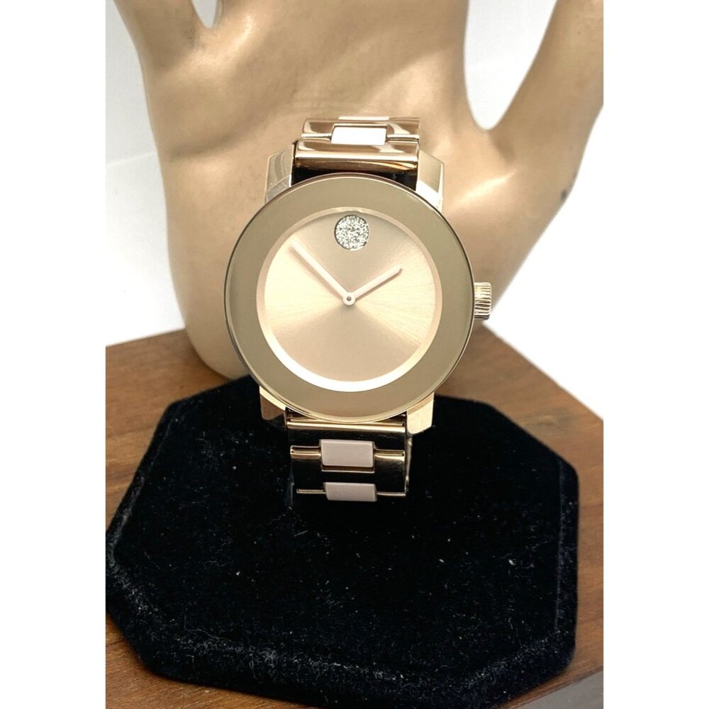 Movado Women's Watch 3600799 Bold Rose Dial Swiss Quartz 36mm Steel Pink Ceramic